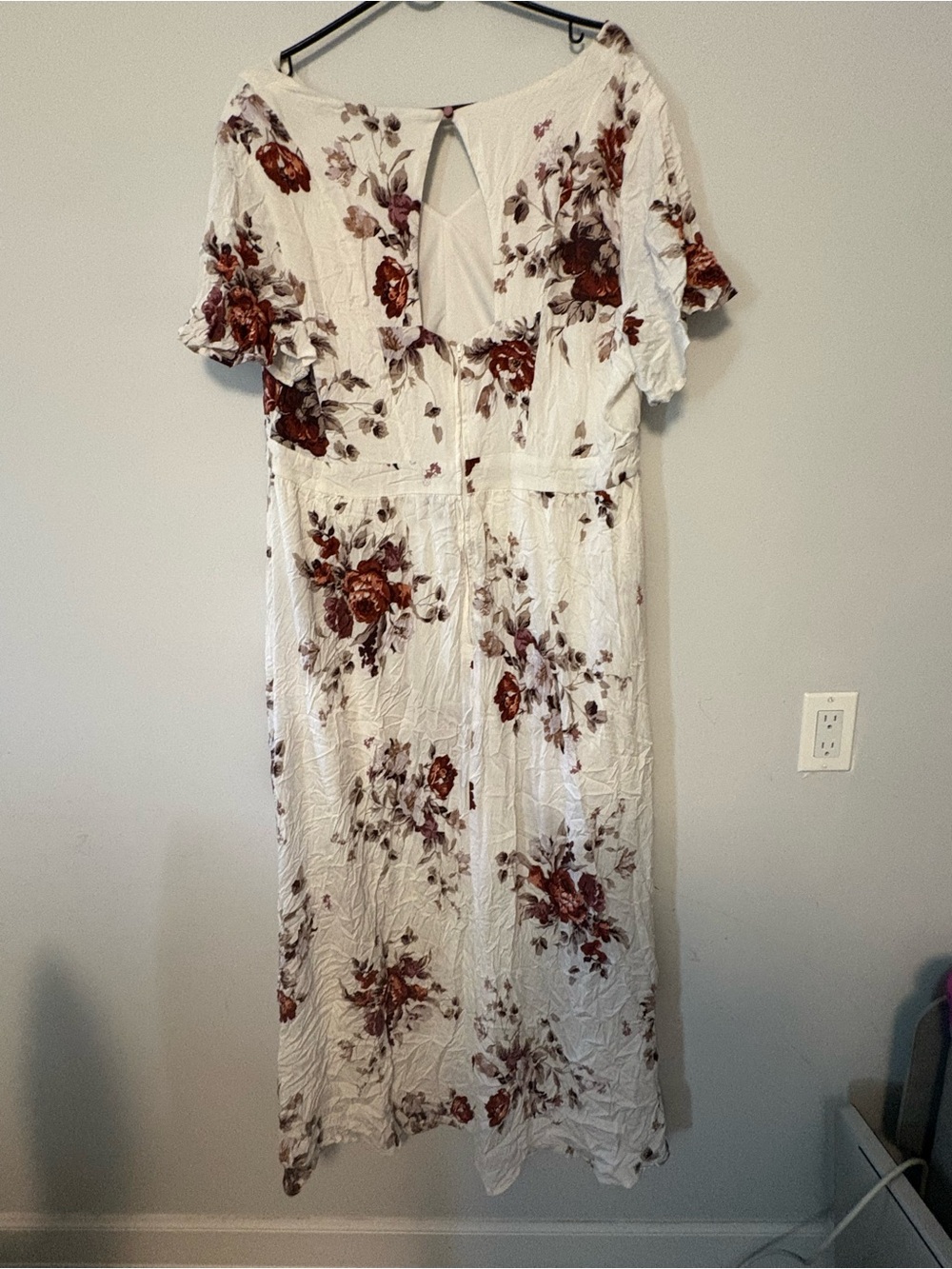 Ivory Floral Romper with Maxi Skirt Overlay - Picture 5 of 5